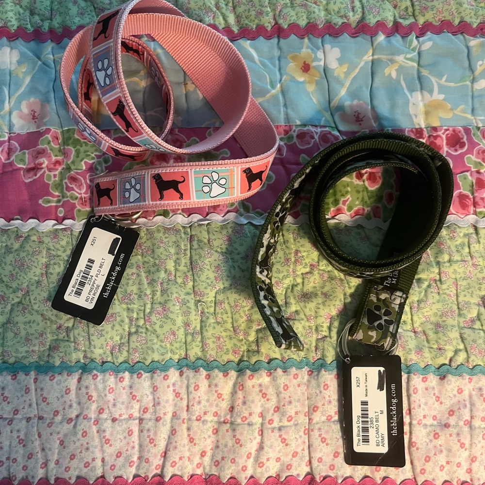 Set of 2 black dog belts brand new with tags